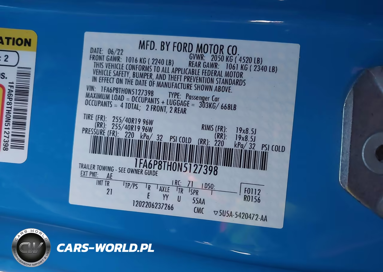 2022 Ford Mustang Ecoboost Fastback VIN:1FA6P8TH0N5127398 - 9