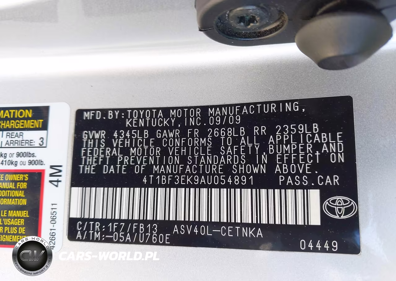 2010 Toyota Camry Le VIN:4T1BF3EK9AU054891 - 9