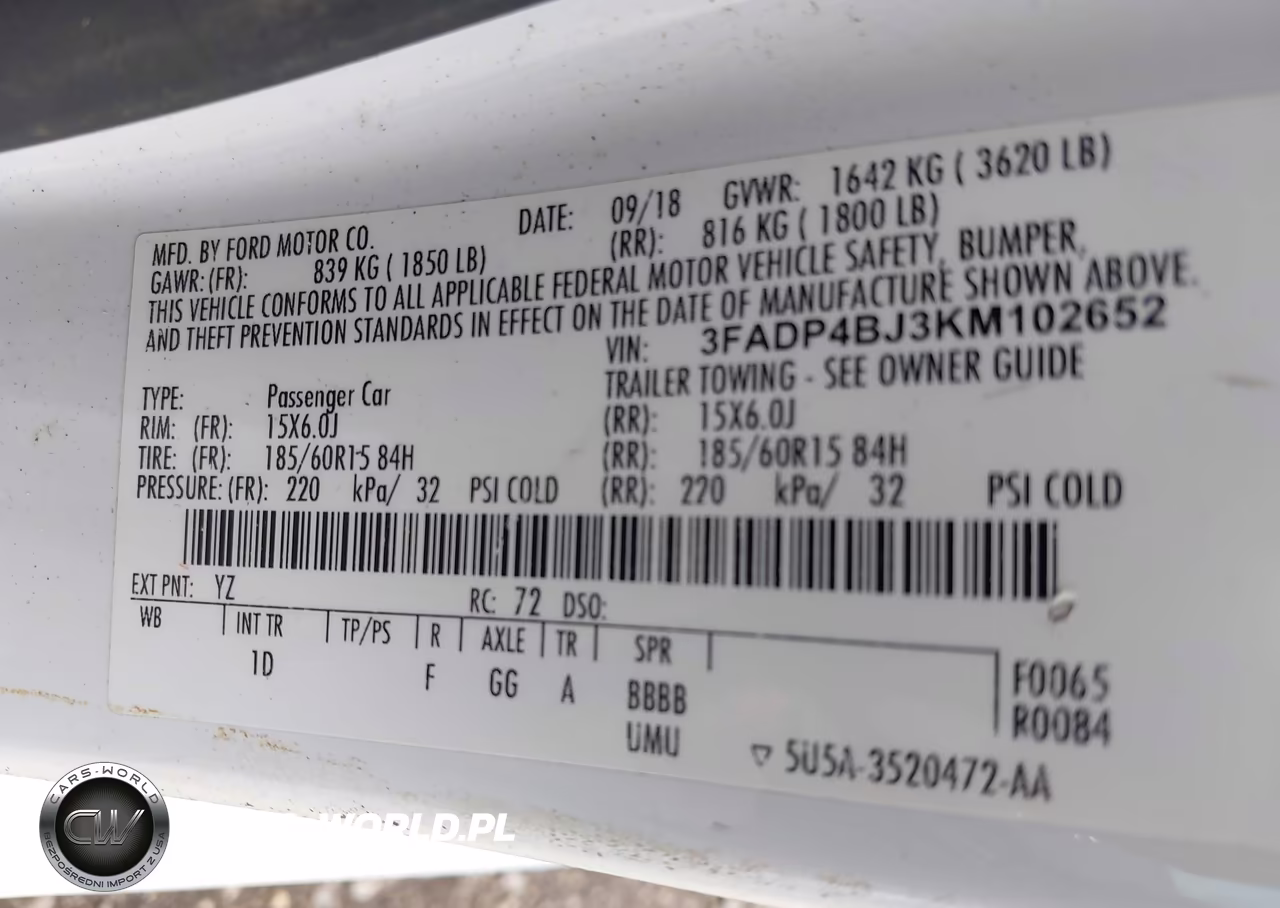 2019 Ford Fiesta Se VIN:3FADP4BJ3KM102652 - 9