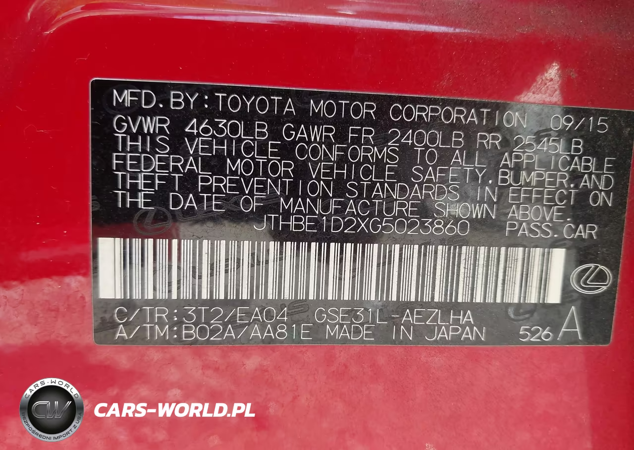 2016 Lexus Is 350 VIN:JTHBE1D2XG5023860 - 9