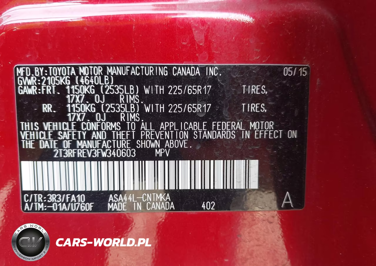 2015 Toyota Rav4 Xle VIN:2T3RFREV3FW340603 - 9
