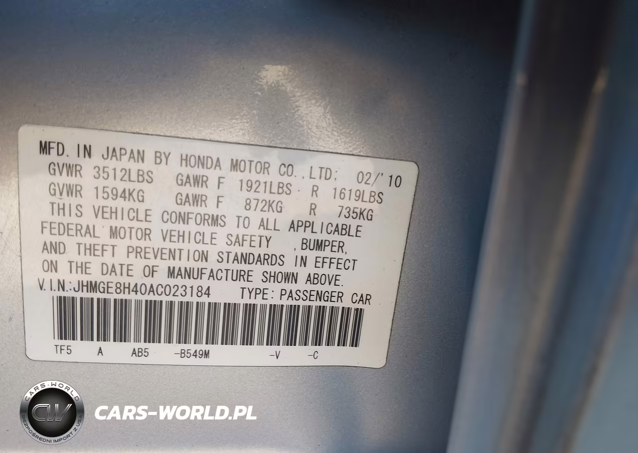 2010 HONDA FIT SPORT VIN:JHMGE8H40AC023184 - 9
