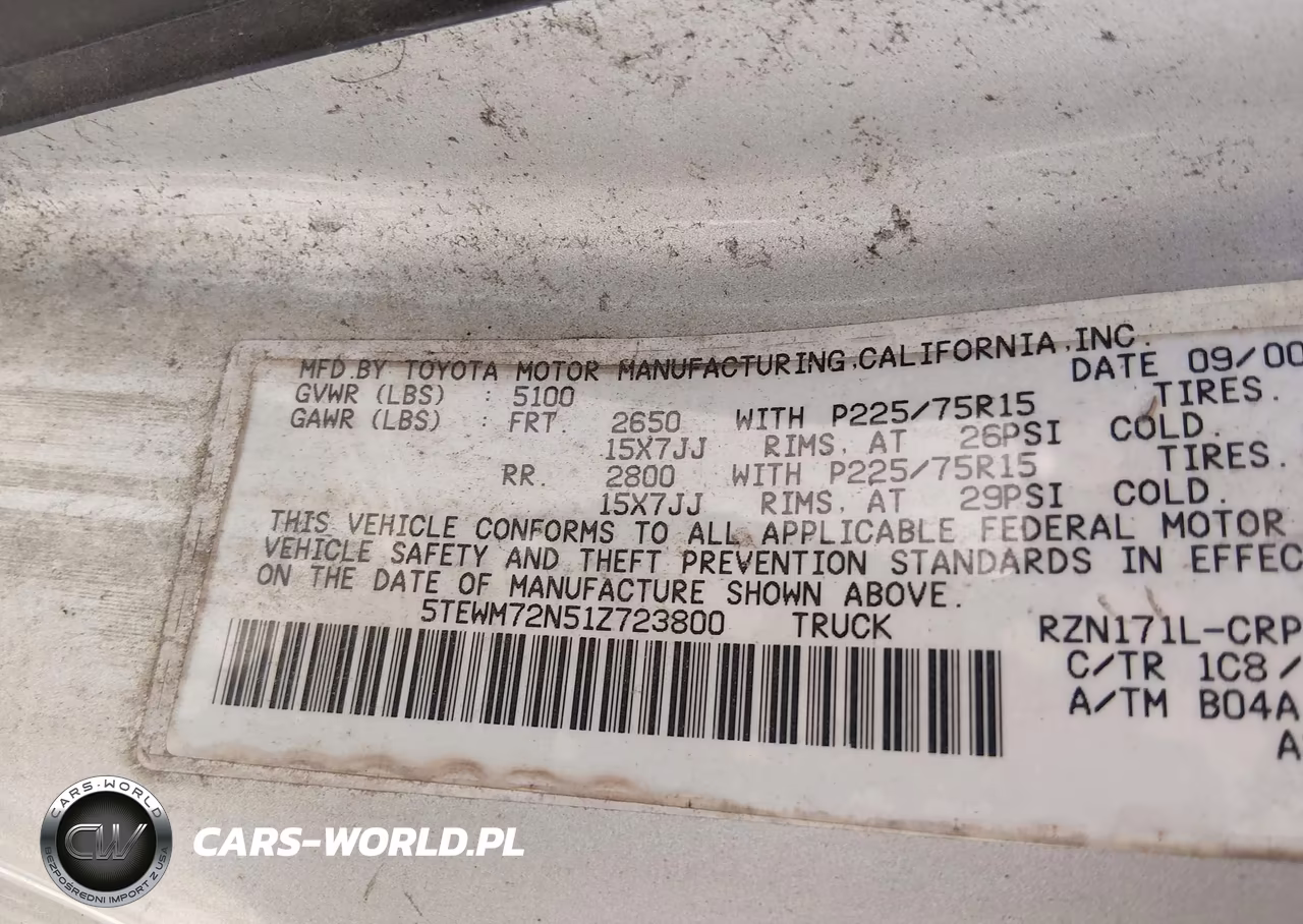 2001 Toyota Tacoma VIN:5TEWM72N51Z723800 - 9