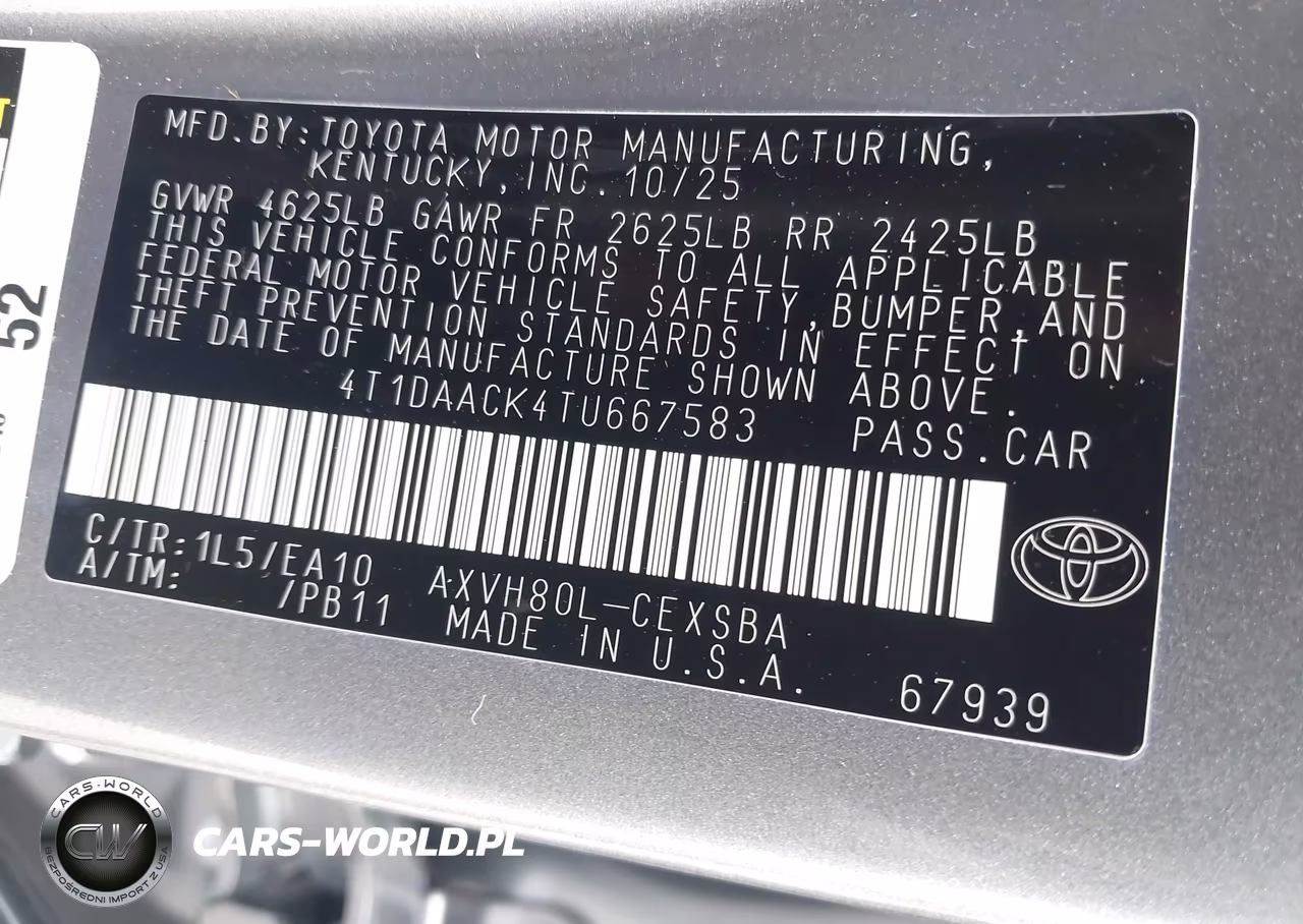 2026 Toyota Camry Se VIN:4T1DAACK4TU667583 - 9