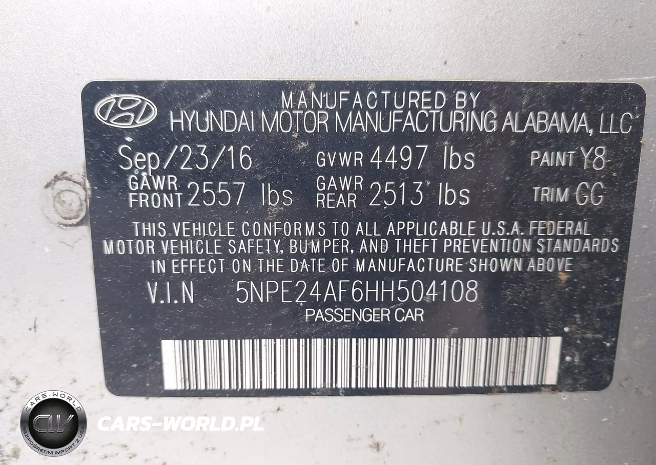2017 Hyundai Sonata VIN:5NPE24AF6HH504108 - 9
