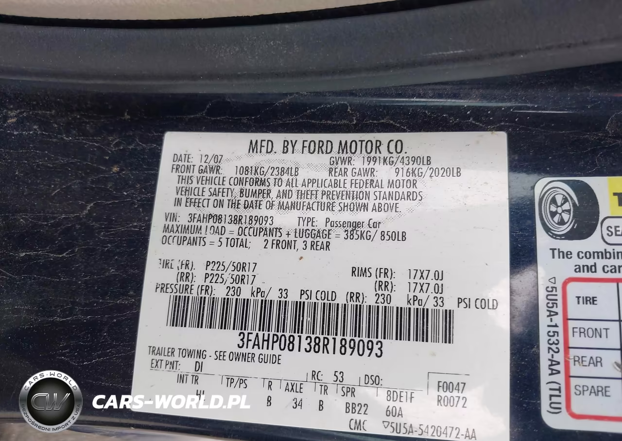 2008 Ford Fusion Sel VIN:3FAHP08138R189093 - 9