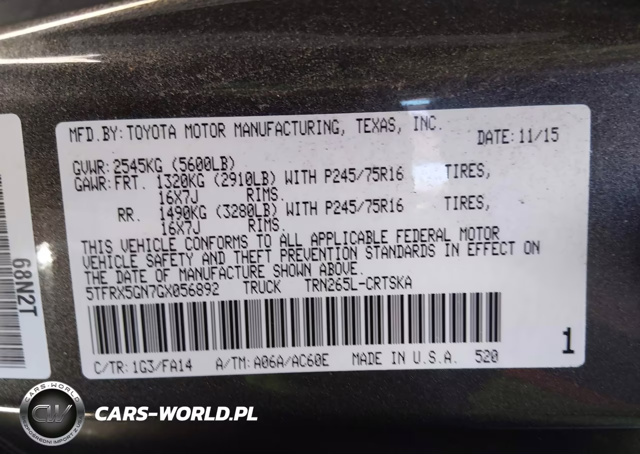 2016 Toyota Tacoma Sr VIN:5TFRX5GN7GX056892 - 9