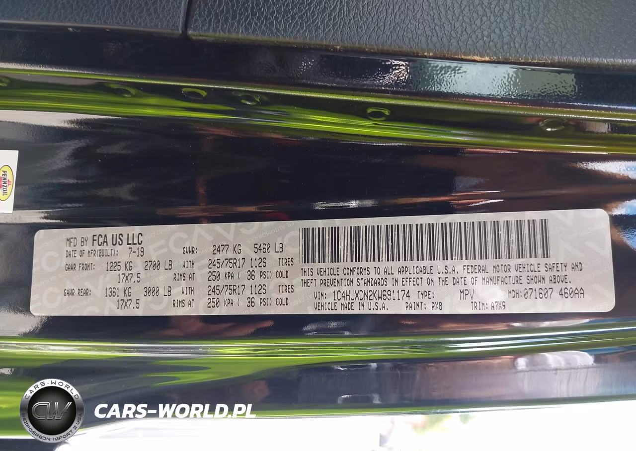 2019 Jeep Wrangler Unlimited Sport S 4X4 VIN:1C4HJXDN2KW691174 - 9