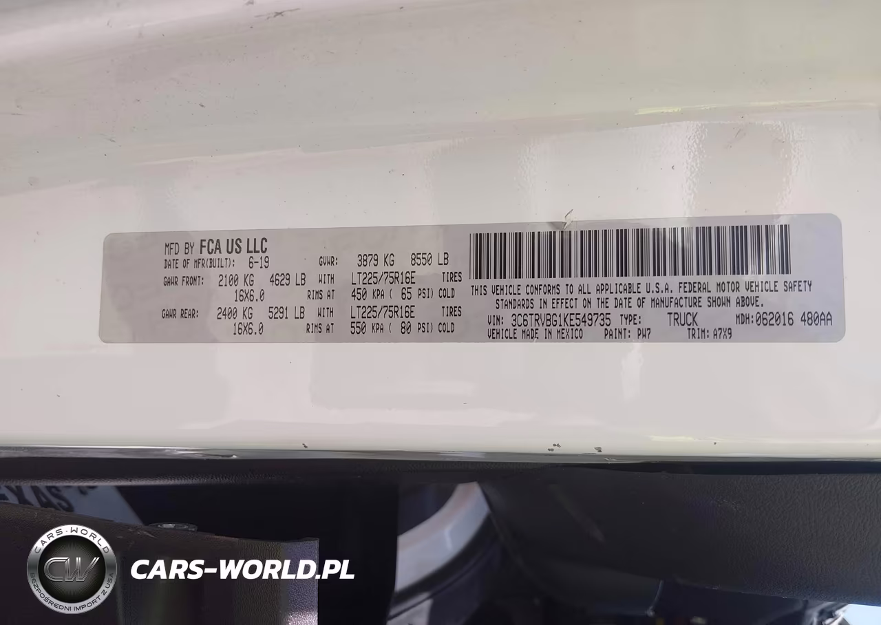2019 Ram Promaster 1500 High Roof 136 Wb VIN:3C6TRVBG1KE549735 - 9