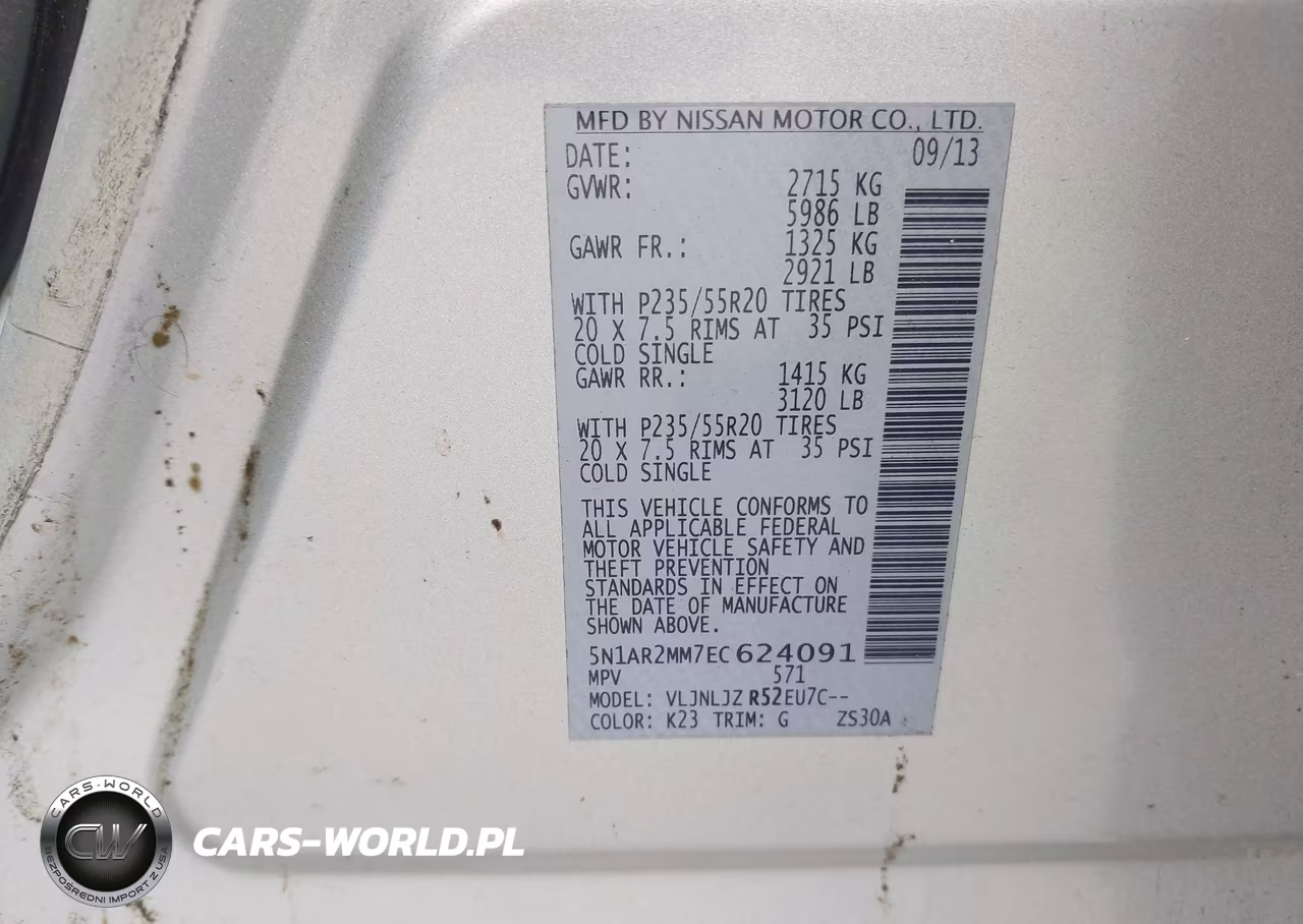 2014 Nissan Pathfinder Platinum VIN:5N1AR2MM7EC624091 - 9