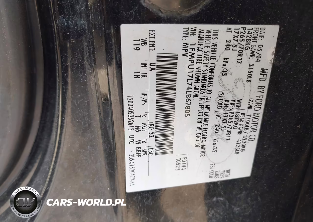 2004 Ford Expedition Eddie Bauer VIN:1FMPU17L74LB67805 - 9