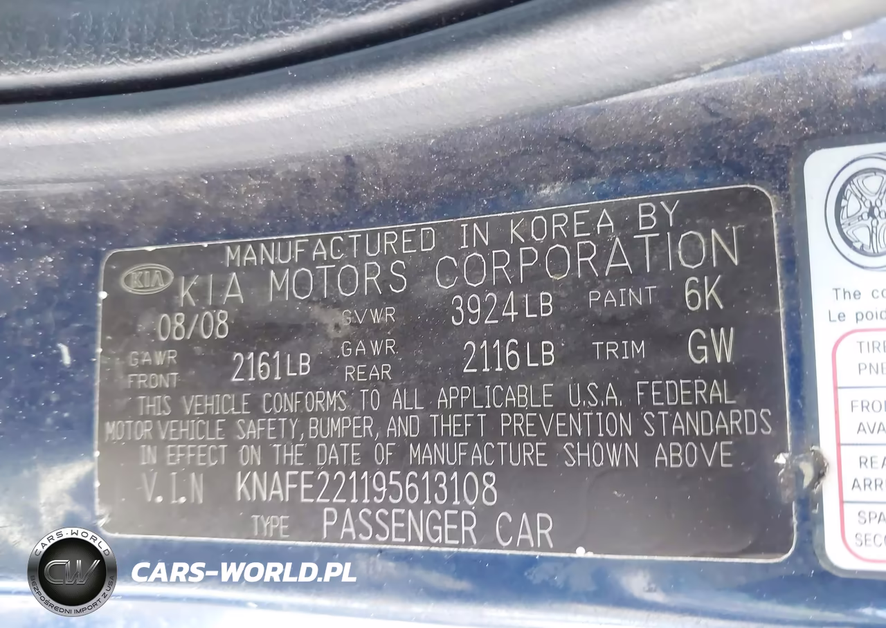 2009 Kia Spectra Ex VIN:KNAFE221195613108 - 9