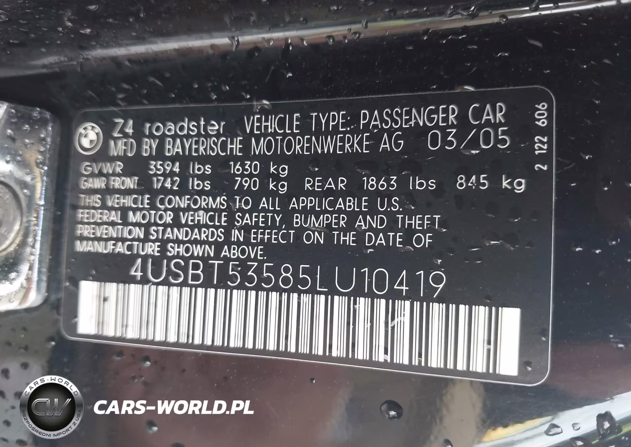 2005 BMW Z4 3.0I VIN:4USBT53585LU10419 - 9