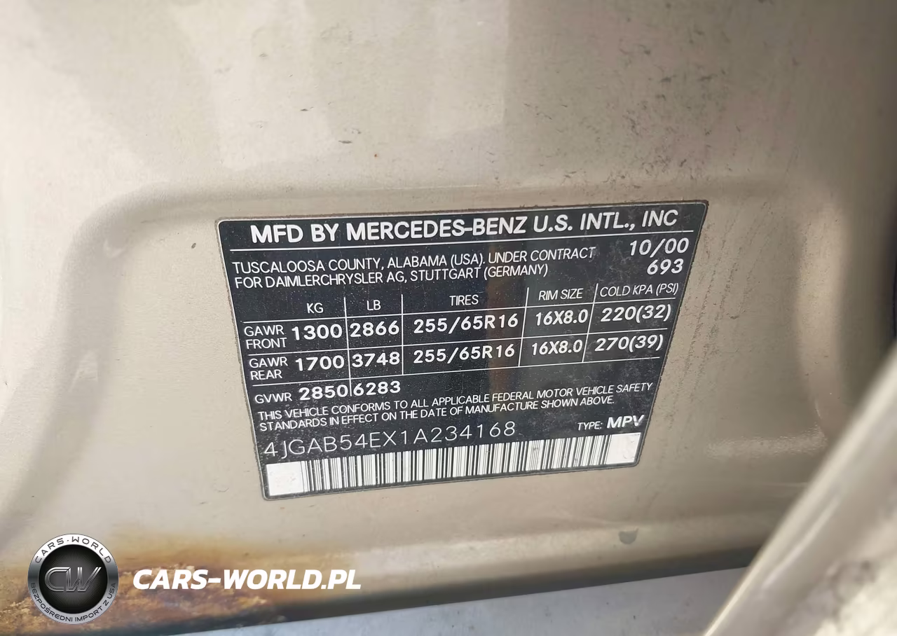 2001 Mercedes-Benz Ml 320 VIN:4JGAB54EX1A234168 - 9