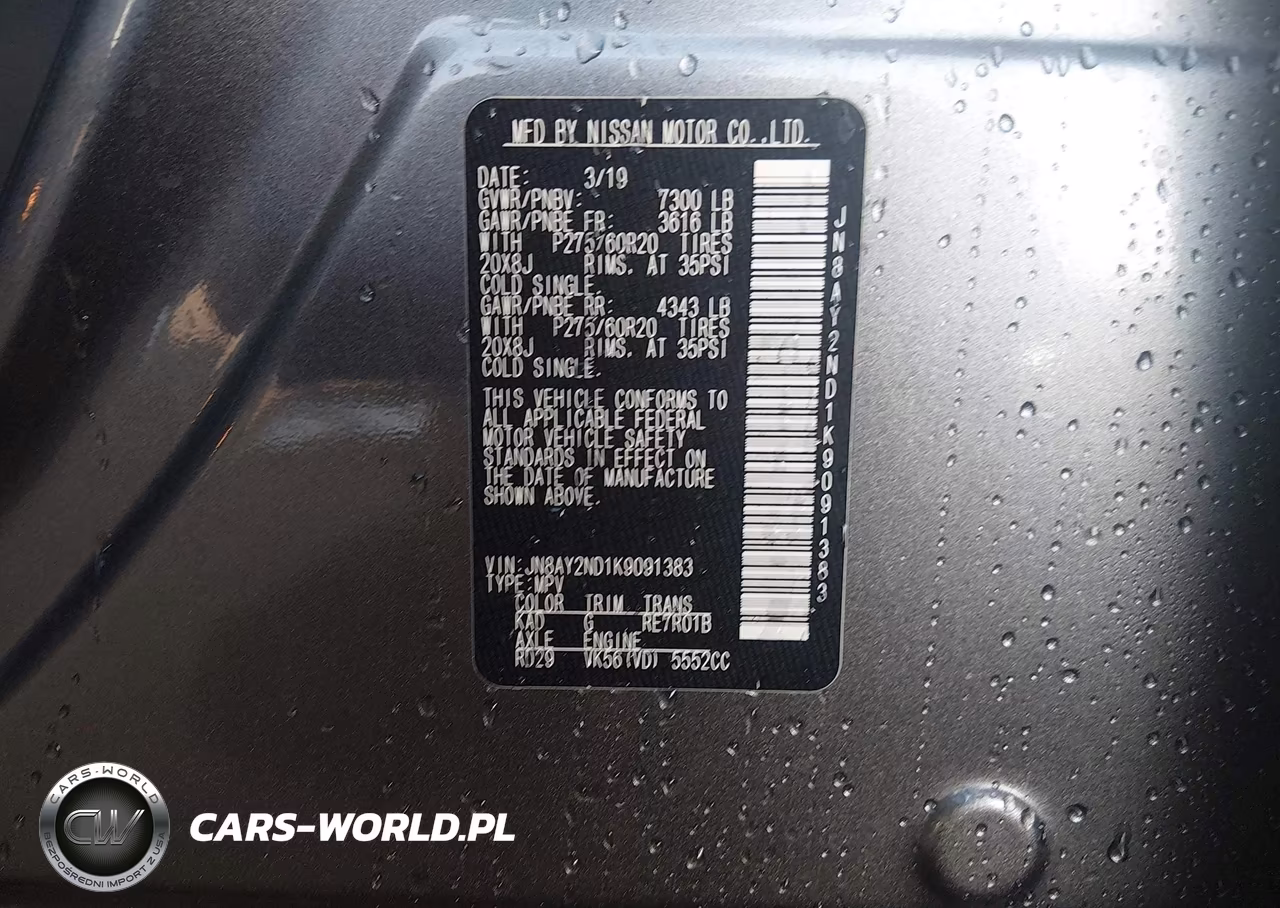 2019 Nissan Armada Sl VIN:JN8AY2ND1K9091383 - 9