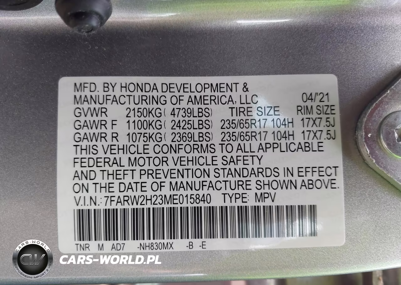 2021 Honda Cr-V Awd Lx VIN:7FARW2H23ME015840 - 9