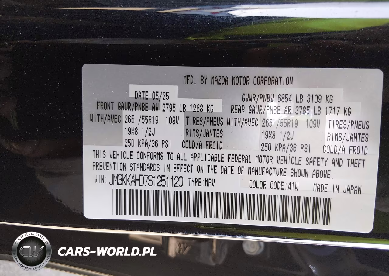 2025 Mazda Cx-90 3.3 Turbo Select Package VIN:JM3KKAHD7S1251120 - 9