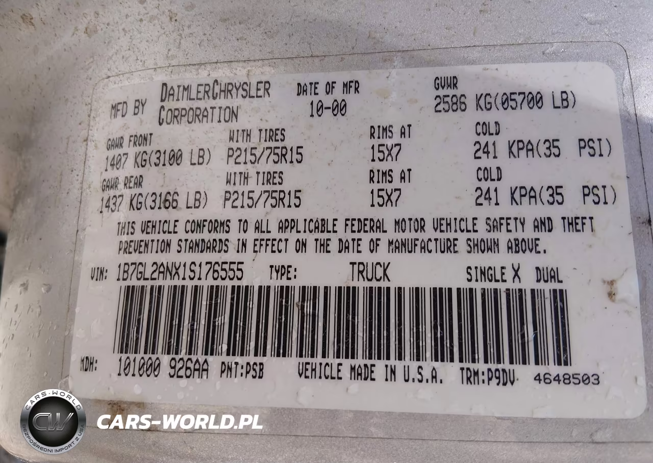 2001 Dodge Dakota Slt-Sport VIN:1B7GL2ANX1S176555 - 9