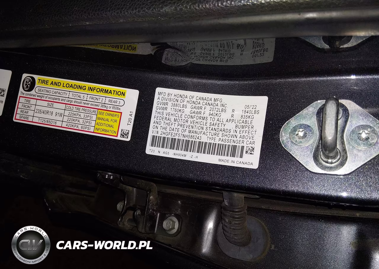 2022 Honda Civic Sport VIN:2HGFE2F57NH586243 - 9