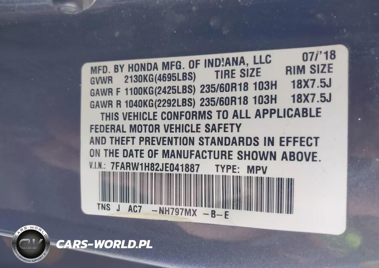 2018 Honda Cr-V Ex-L-Ex-L Navi VIN:7FARW1H82JE041887 - 9