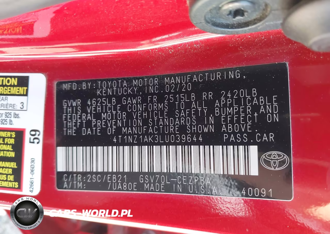2020 Toyota Camry Trd VIN:4T1NZ1AK3LU039644 - 9