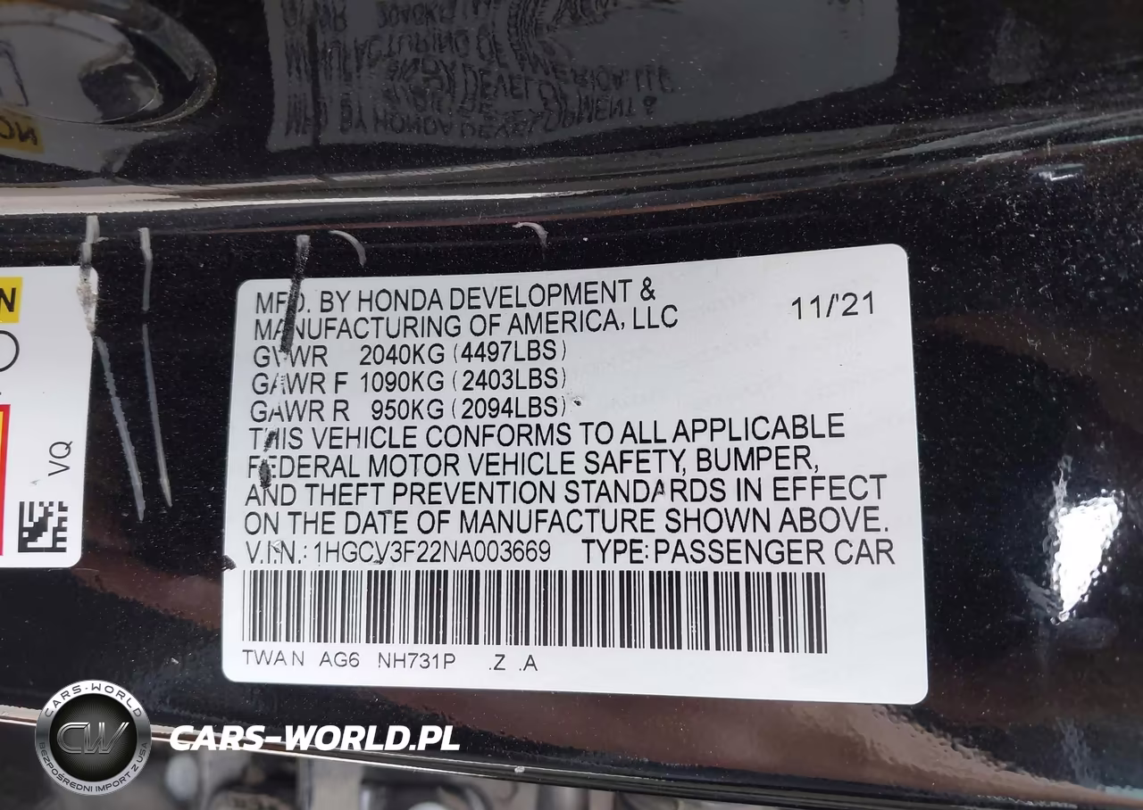 2022 Honda Accord Hybrid Sport VIN:1HGCV3F22NA003669 - 9