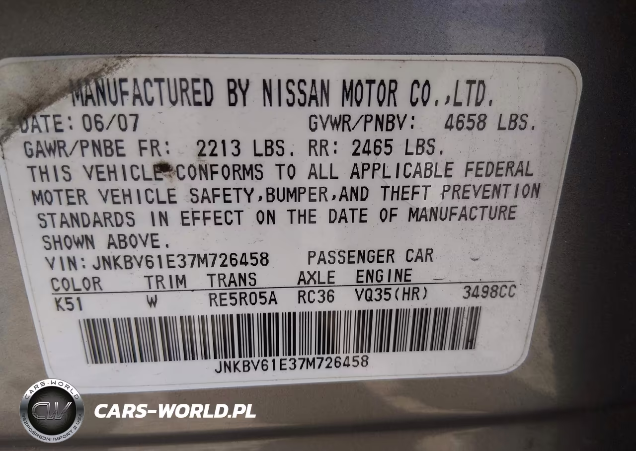 2007 Infiniti G35 Journey VIN:JNKBV61E37M726458 - 9