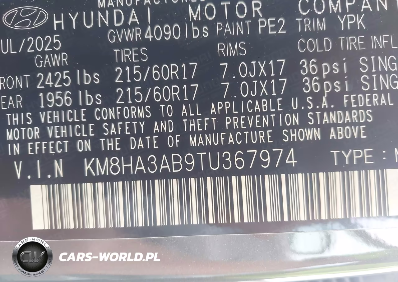 2026 Hyundai Kona Se VIN:KM8HA3AB9TU367974 - 9