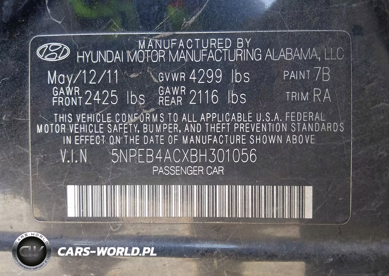 2011 Hyundai Sonata Gls VIN:5NPEB4ACXBH301056 - 9