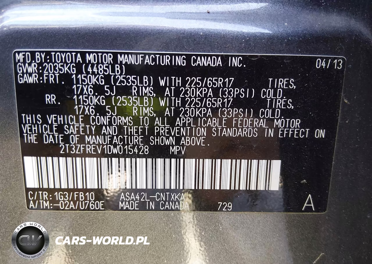 2013 Toyota Rav4 Le VIN:2T3ZFREV1DW015428 - 9