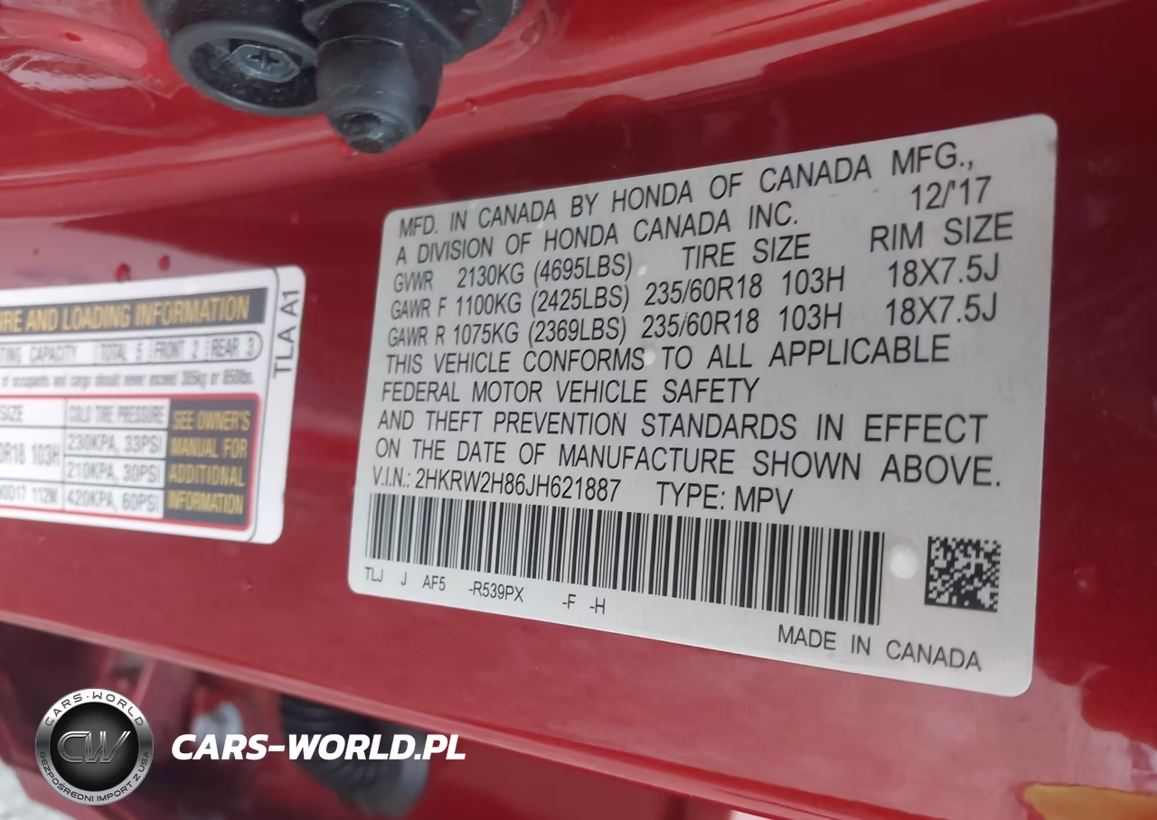 2018 Honda Cr-V Ex-L-Ex-L Navi VIN:2HKRW2H86JH621887 - 9