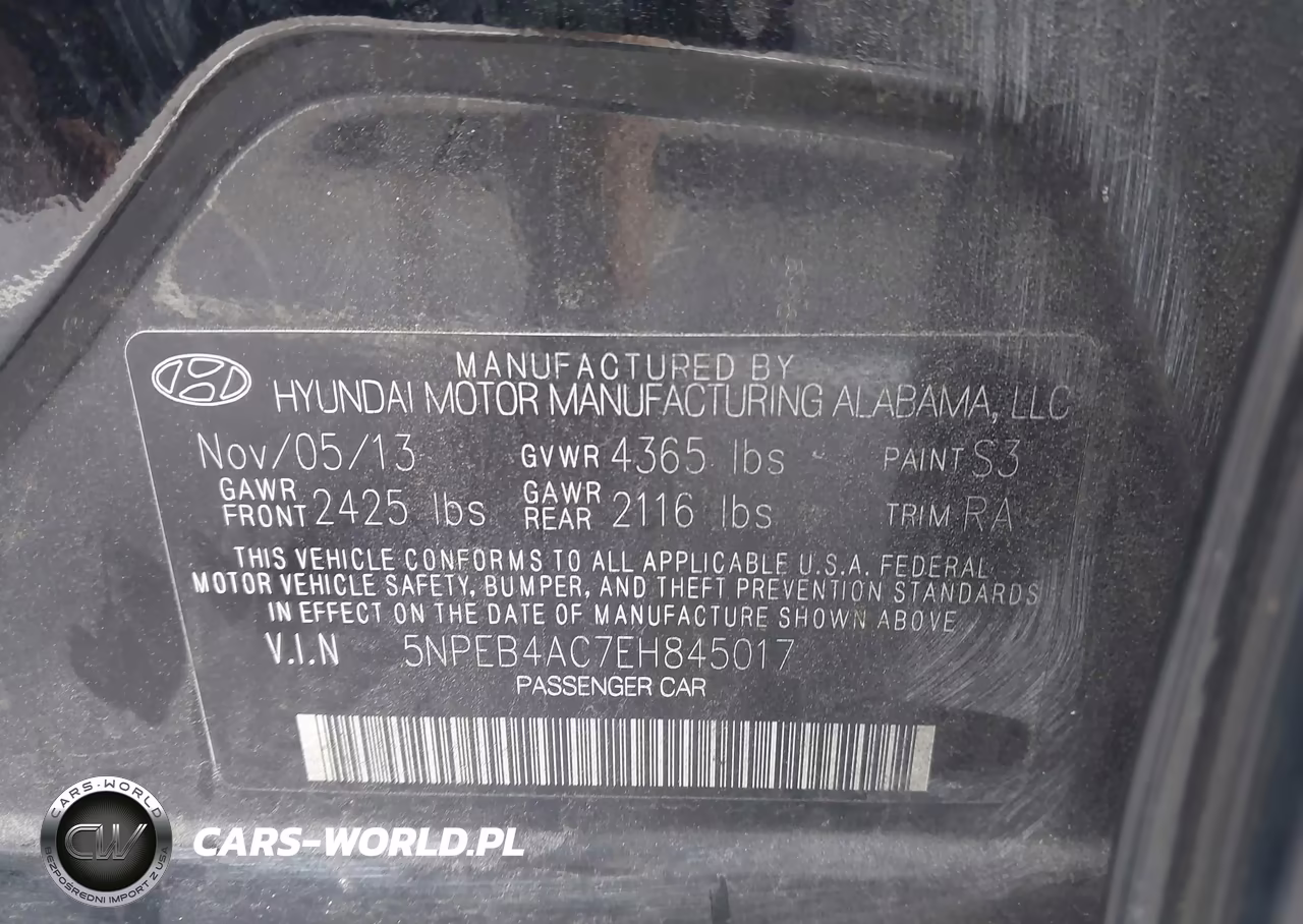 2014 Hyundai Sonata Gls VIN:5NPEB4AC7EH845017 - 9