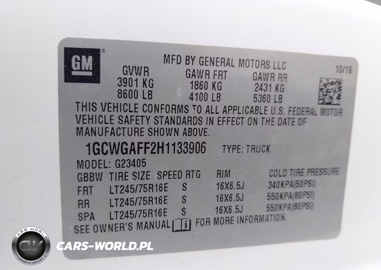 CHEVROLET EXPRESS 2500 VIN:1GCWGAFF2H1133906 - 9