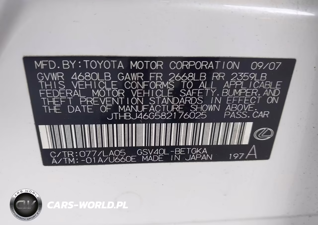 2008 Lexus Es 350 VIN:JTHBJ46G582176025 - 9