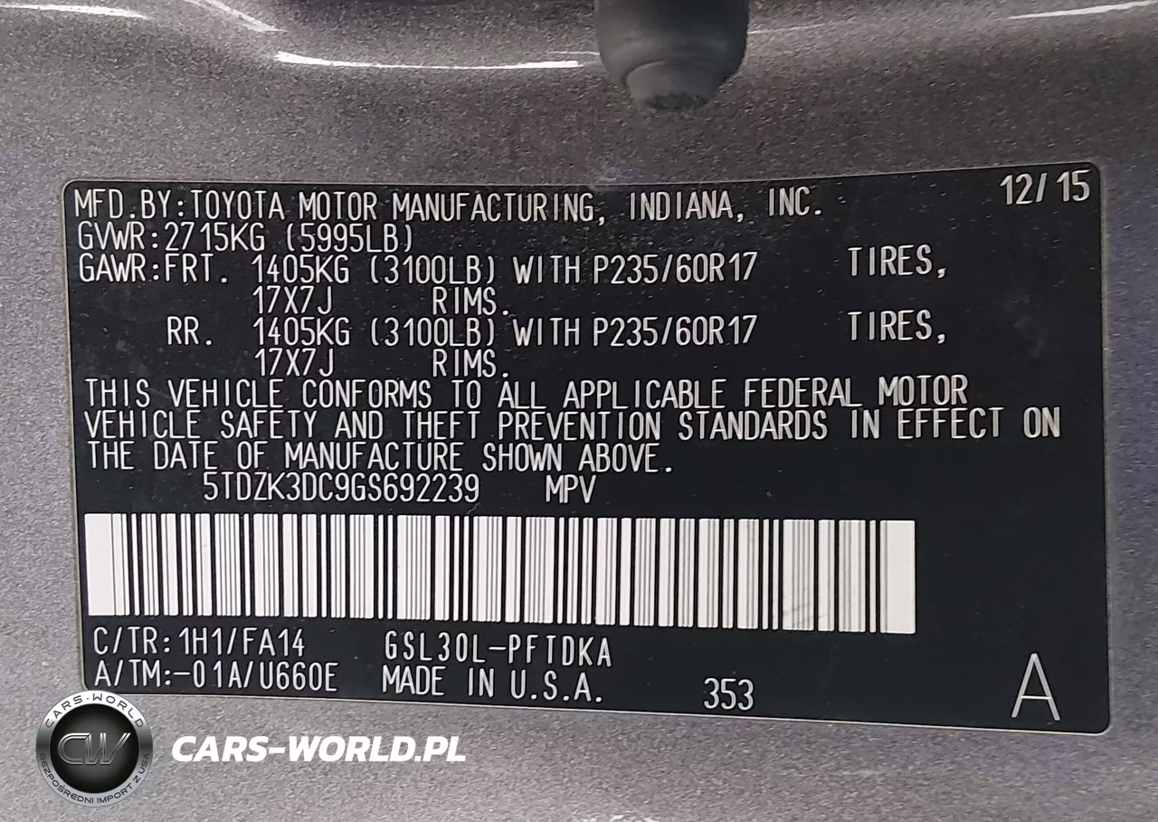 2016 Toyota Sienna L 7 Passenger VIN:5TDZK3DC9GS692239 - 9