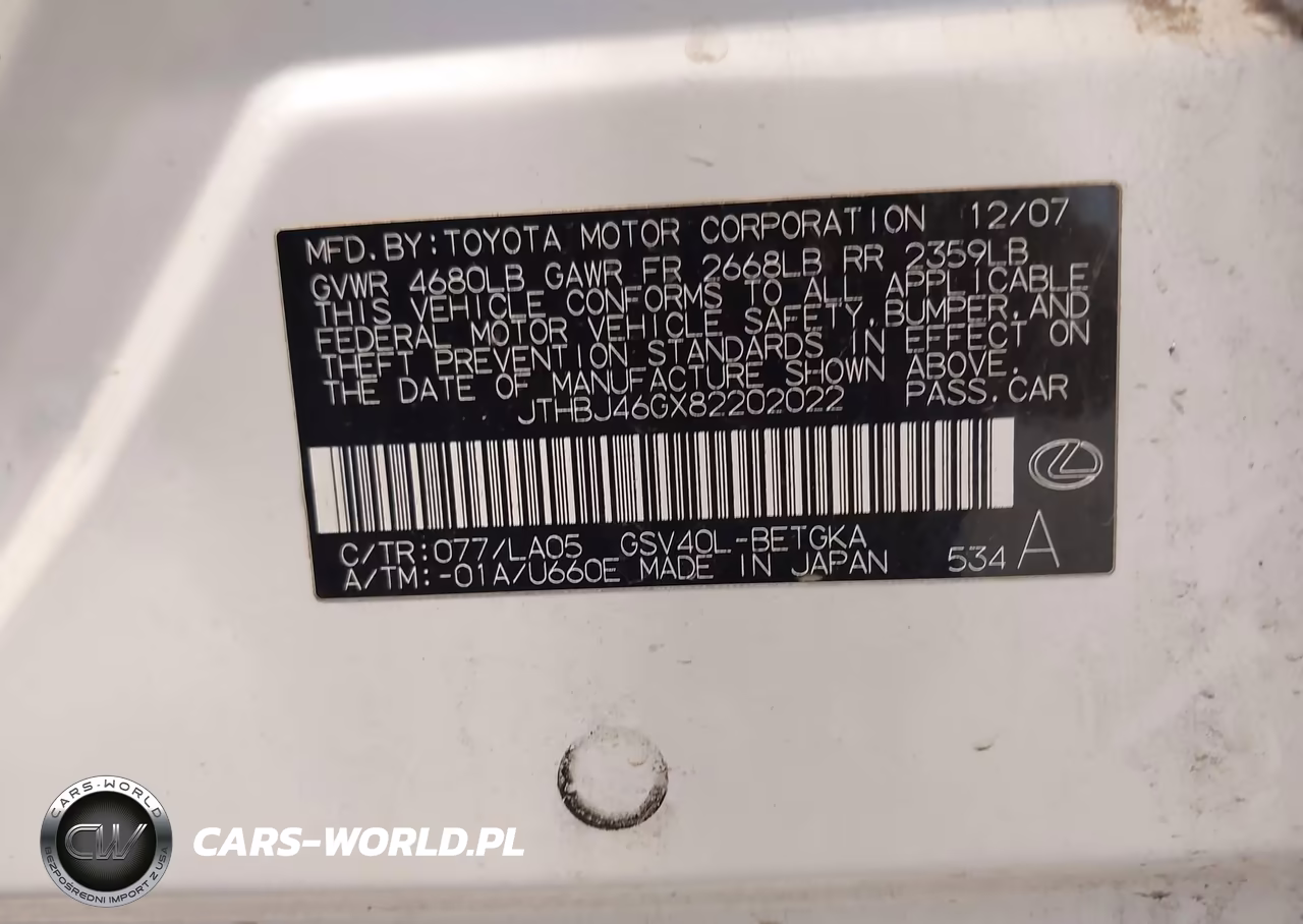 2008 Lexus Es 350 VIN:JTHBJ46GX82202022 - 9