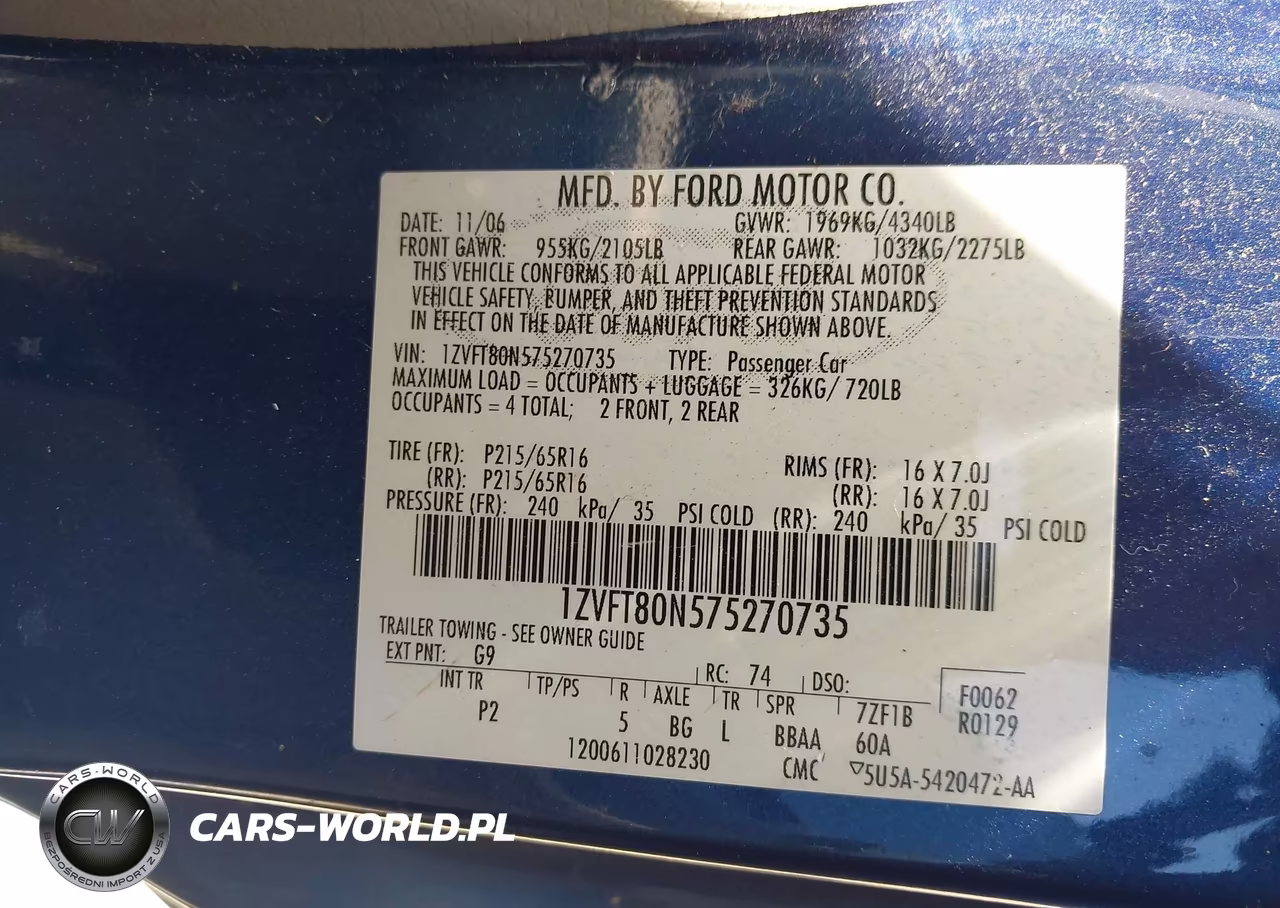 2007 Ford Mustang V6 Deluxe-V6 Premium VIN:1ZVFT80N575270735 - 9