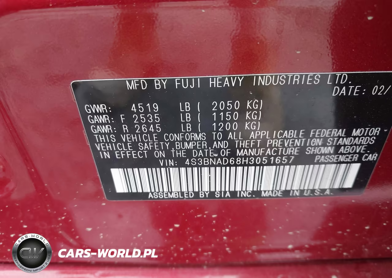 2017 Subaru Legacy 2.5I Premium VIN:4S3BNAD68H3051657 - 9