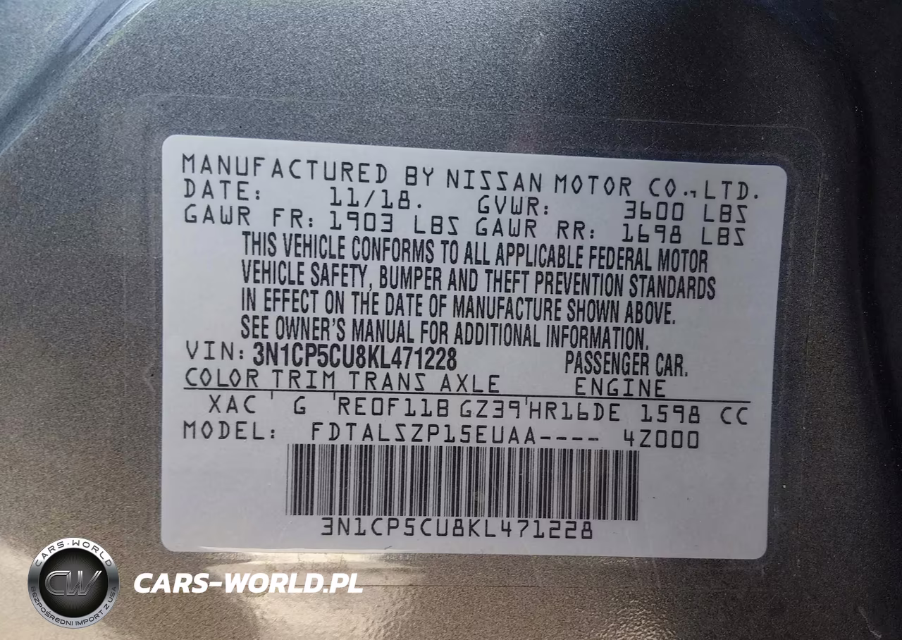 2019 Nissan Kicks Sv VIN:3N1CP5CU8KL471228 - 9