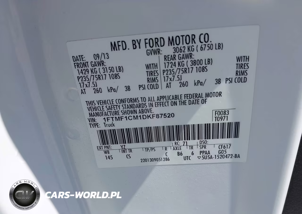 2013 Ford F-150 Xl VIN:1FTMF1CM1DKF87520 - 9