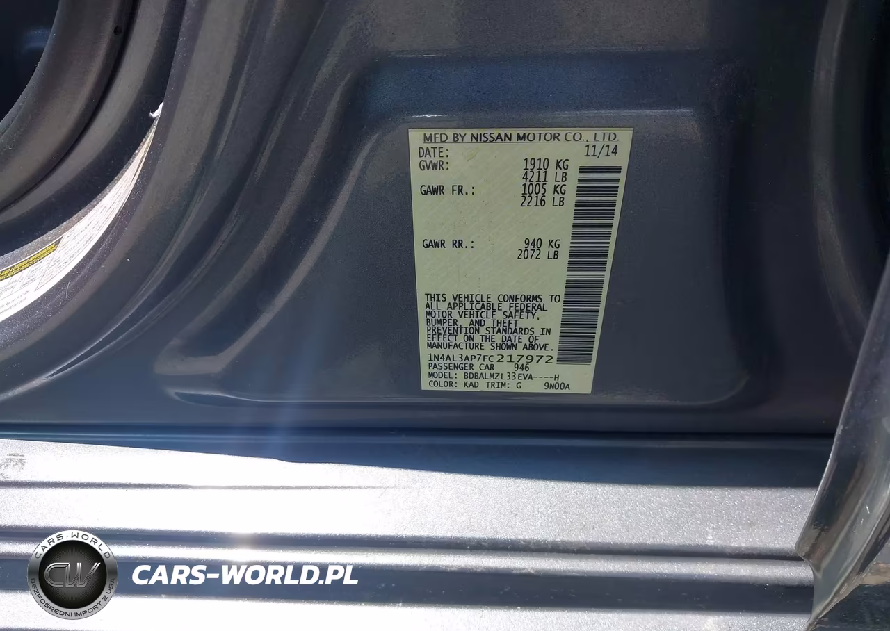 2015 Nissan Altima 2.5 Sv VIN:1N4AL3AP7FC217972 - 9