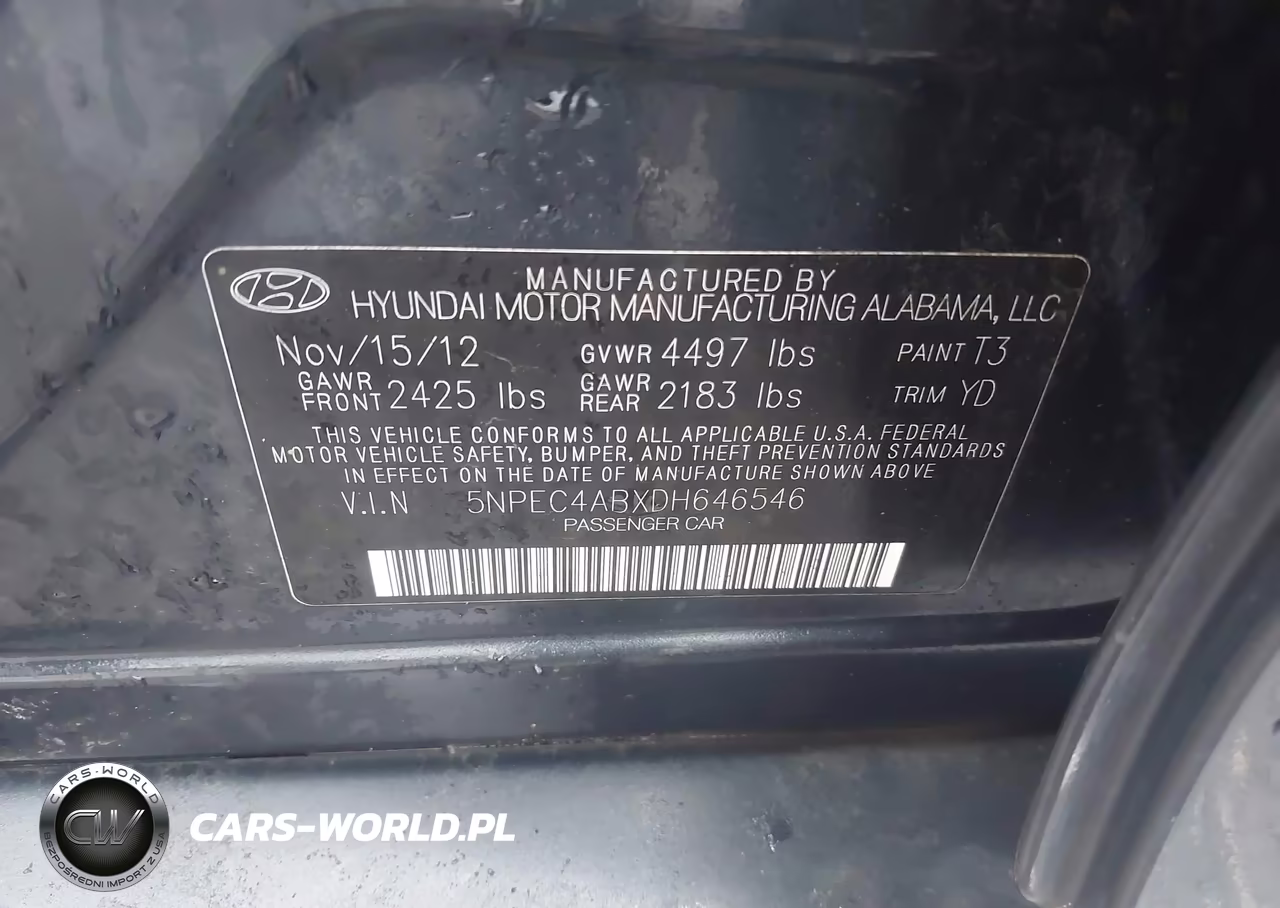 2013 Hyundai Sonata Limited 2.0T VIN:5NPEC4ABXDH646546 - 9