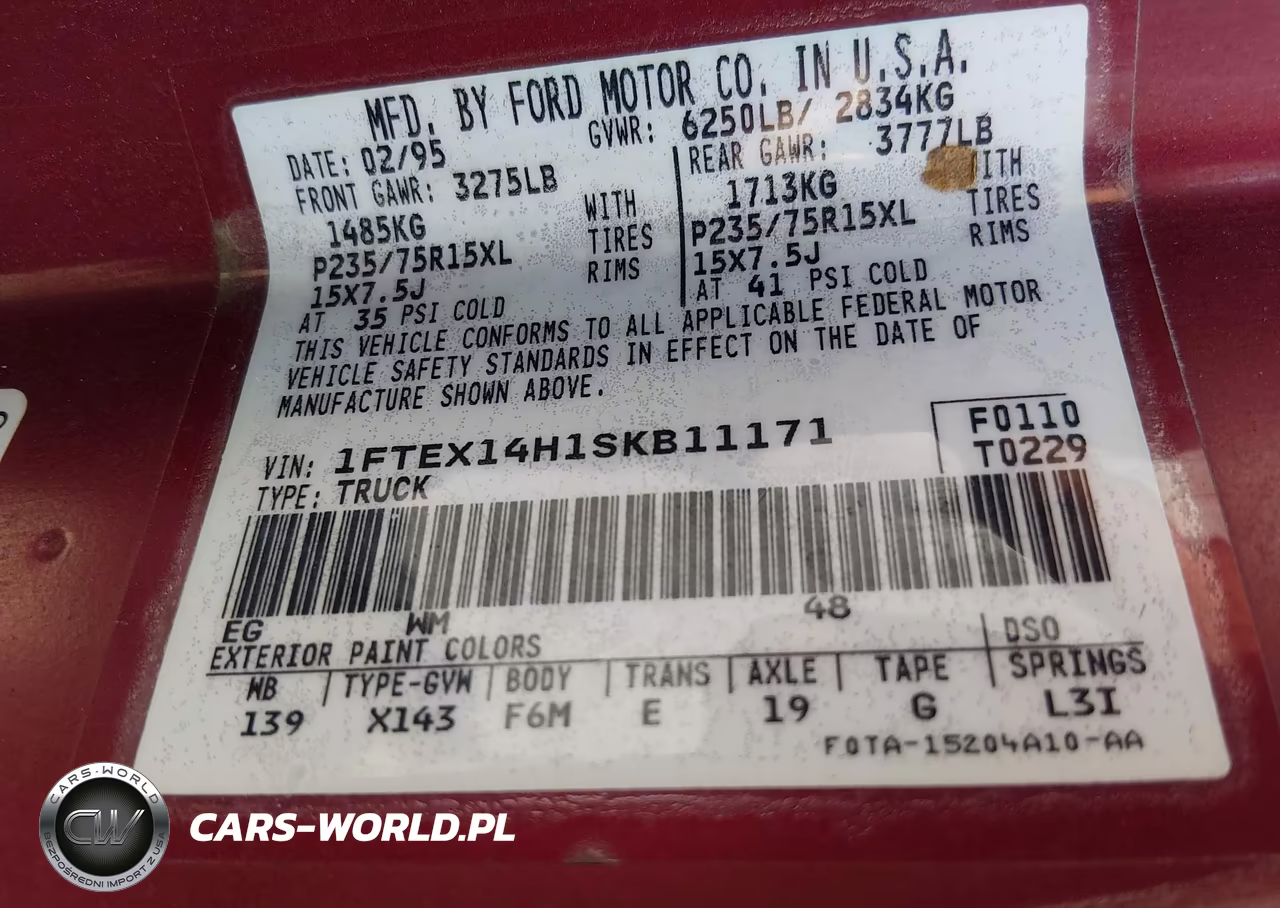 1995 Ford F150 VIN:1FTEX14H1SKB11171 - 9
