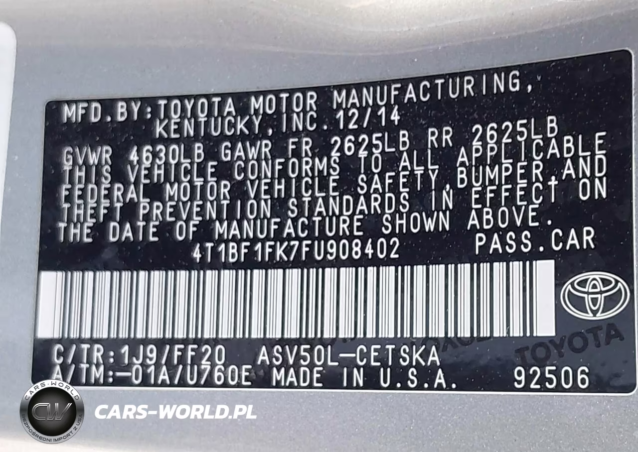 2015 Toyota Camry Se VIN:4T1BF1FK7FU908402 - 9
