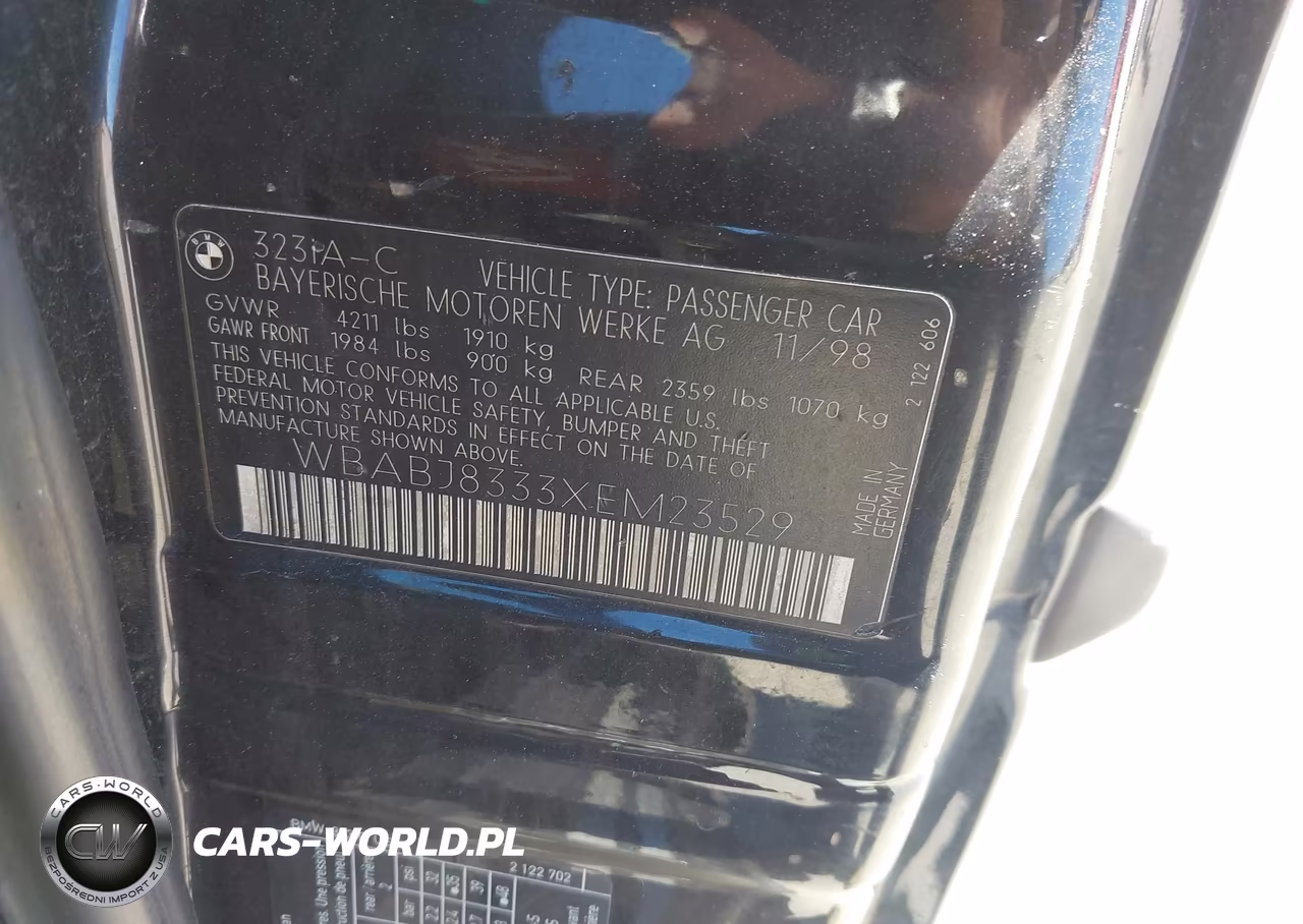 1999 BMW 323Ic VIN:WBABJ8333XEM23529 - 9