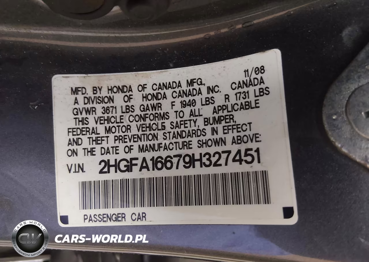 2009 Honda Civic Lx-S VIN:2HGFA16679H327451 - 9