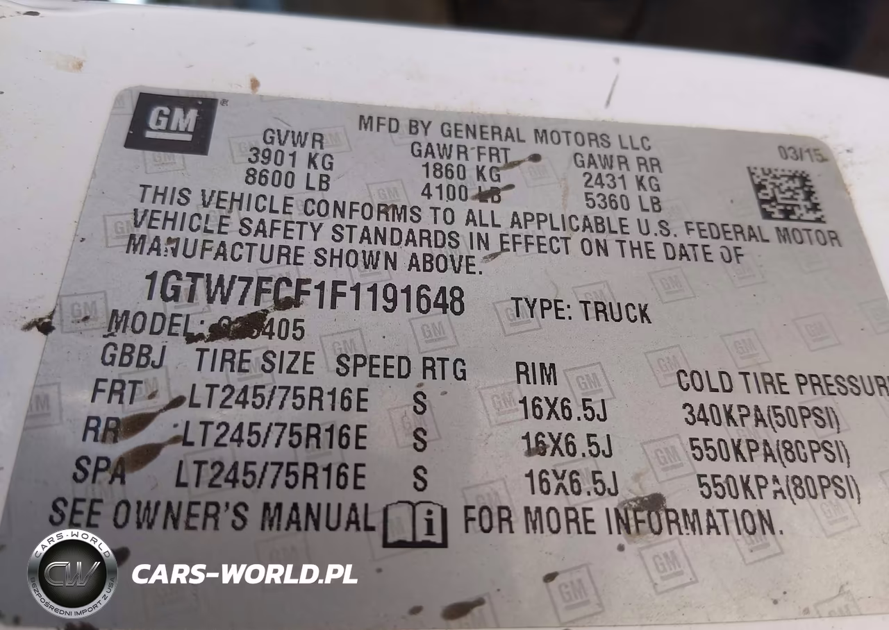 2015 GMC Savana 2500 Work Van VIN:1GTW7FCF1F1191648 - 9
