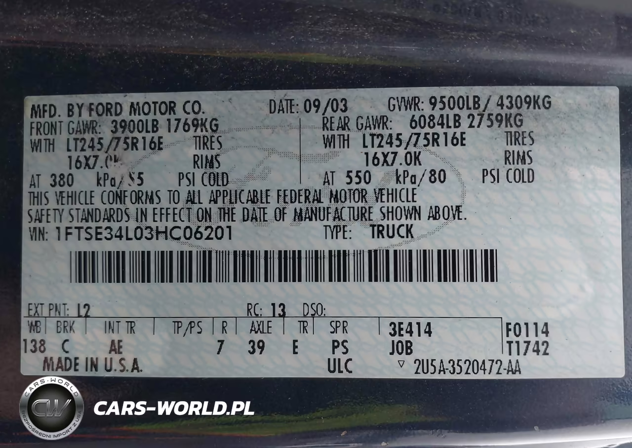 2003 Ford E-350 Super Duty Commercial-Recreational VIN:1FTSE34L03HC06201 - 9