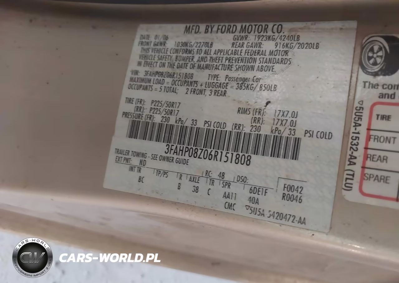 2006 Ford Fusion Sel VIN:3FAHP08Z06R151808 - 9