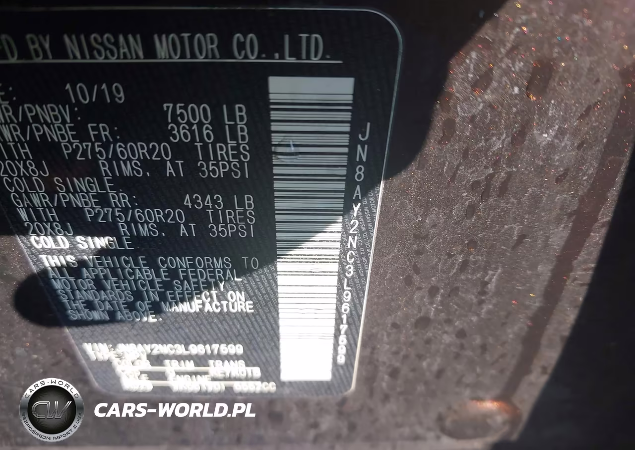 2020 Nissan Armada Sl 4Wd VIN:JN8AY2NC3L9617599 - 9